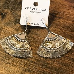Silver Shag Tassel BOHO Earrings